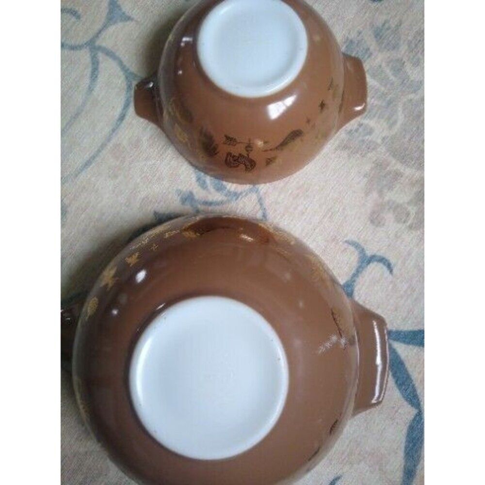 Vintage PYREX  Bowl Set of 2 Heritage Early Americana Cinderella 4 Qt + 2 Qt